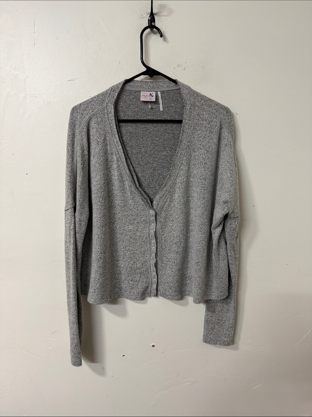 Urban Outfitters Gray V-Neck Button-Up Cardigan